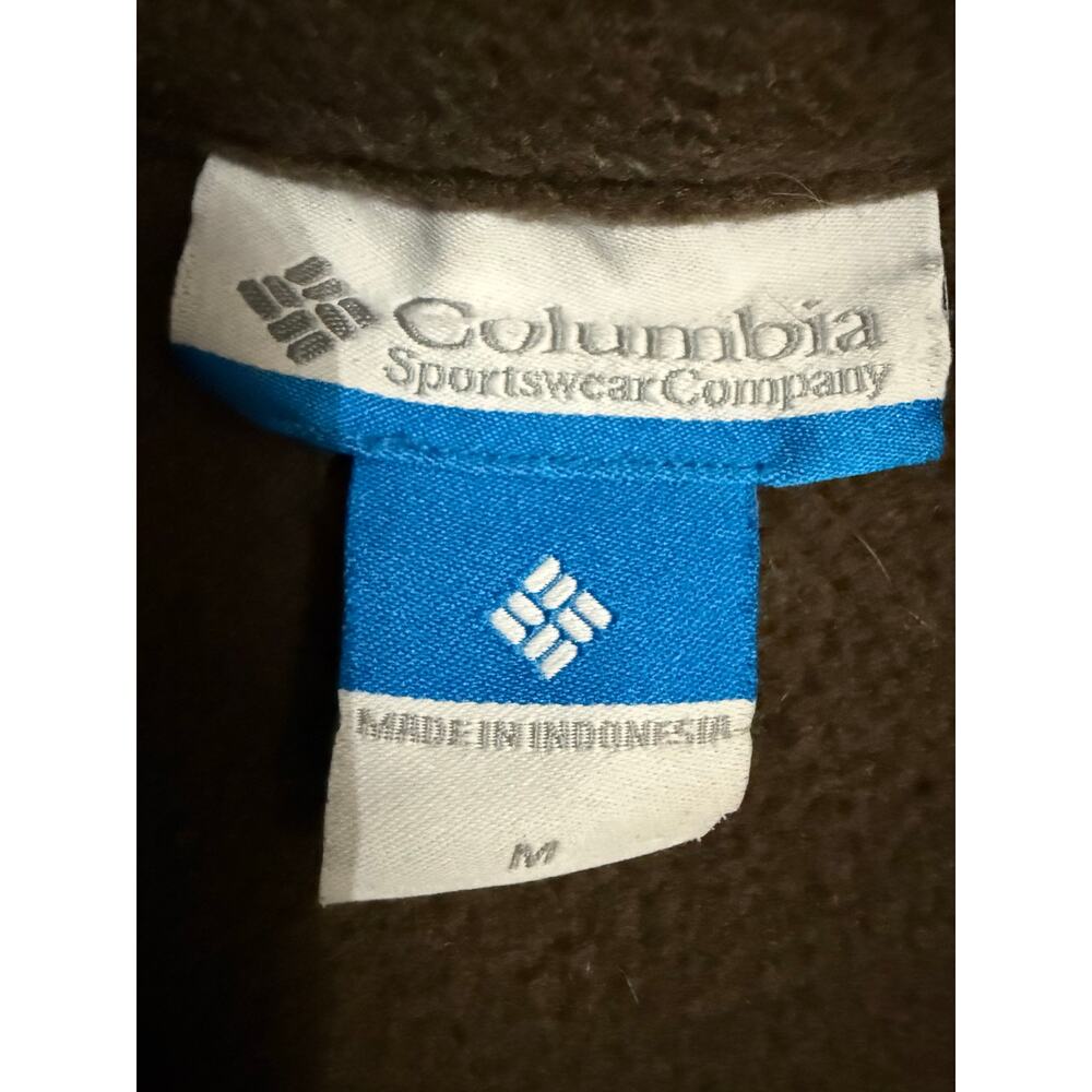 Men’s Columbia Chocolate Brown Fleece Jacket Size medium full zip with pockets - Picture 3 of 3